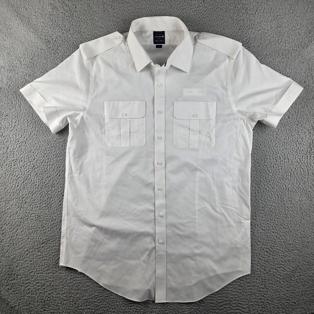 Brooks Brothers Shirt Mens 18‎ Regular White Short Sleeve United Airlines